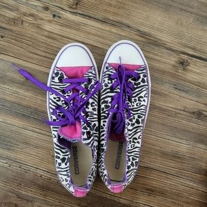 Zebra Print Custom Double Tongue Converse Size 10
